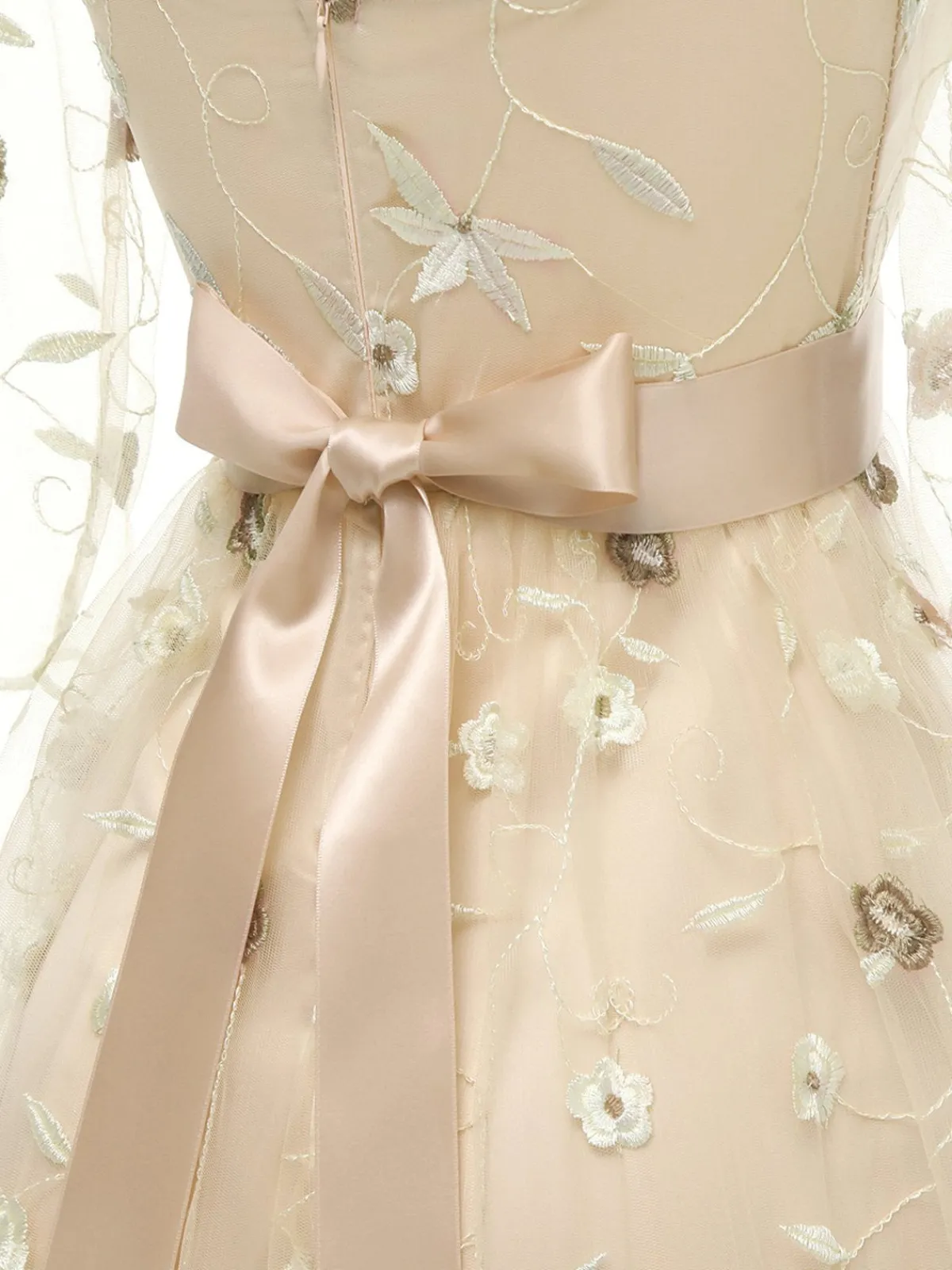 Fashion Retro Stage 3/4 Sleeve 1950s Floral Embroidery Dress