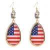 Best Retro Stage American Flag Crystal Drop Earrings
