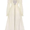Hot Retro Stage Apricot 1950s Royal Style Lace Trimmed Robe