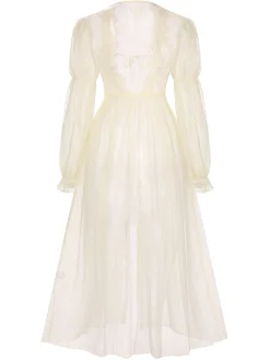 Hot Retro Stage Apricot 1950s Royal Style Lace Trimmed Robe