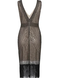 Best Retro Stage 1920s Sequin Fringe Flapper Dress Apricot