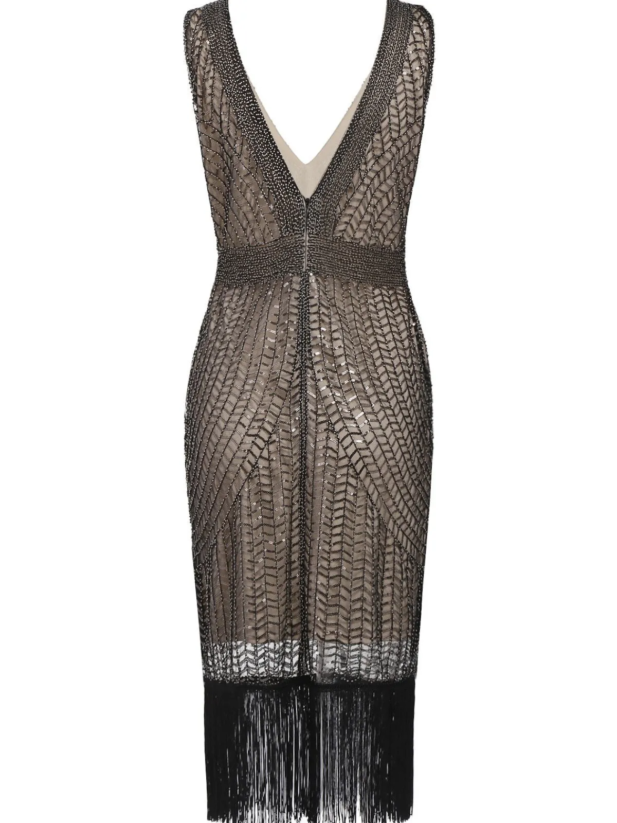 Best Retro Stage 1920s Sequin Fringe Flapper Dress Apricot