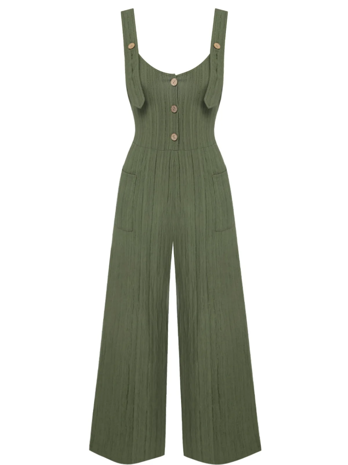 Sale Retro Stage 1930s Loose Pleated Jumpsuit Army Green