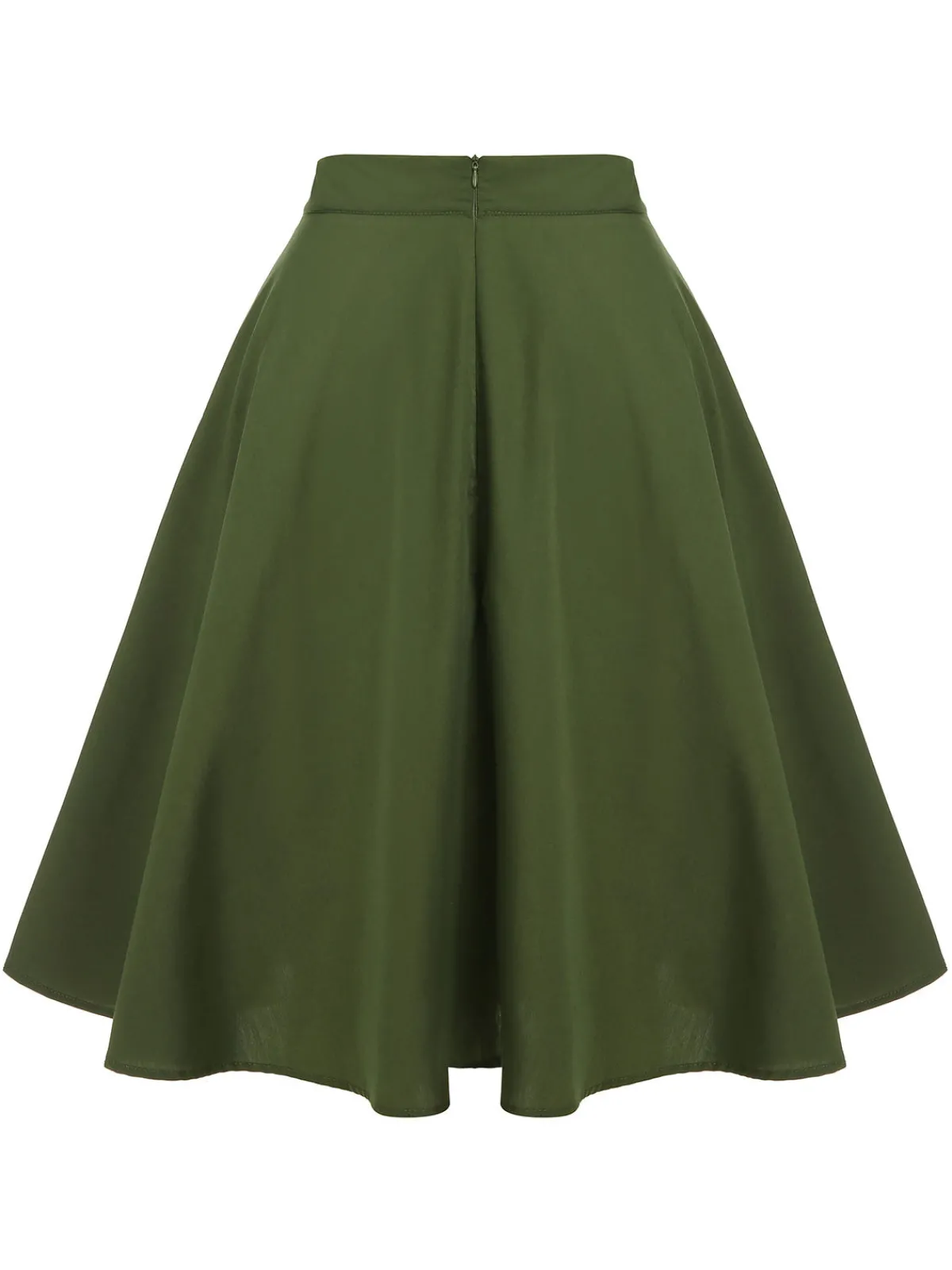 Fashion Retro Stage 1950s Pocket Buttoned Skirt Army Green