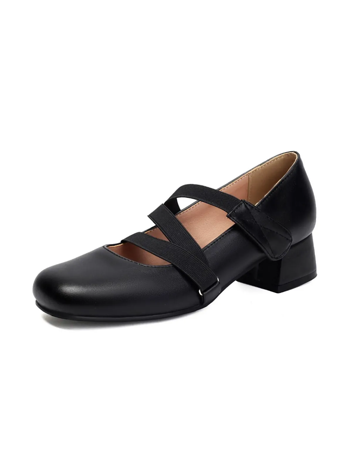 Outlet Retro Stage Ballet-Inspired Bungee Leather Chunky Heel Shoes