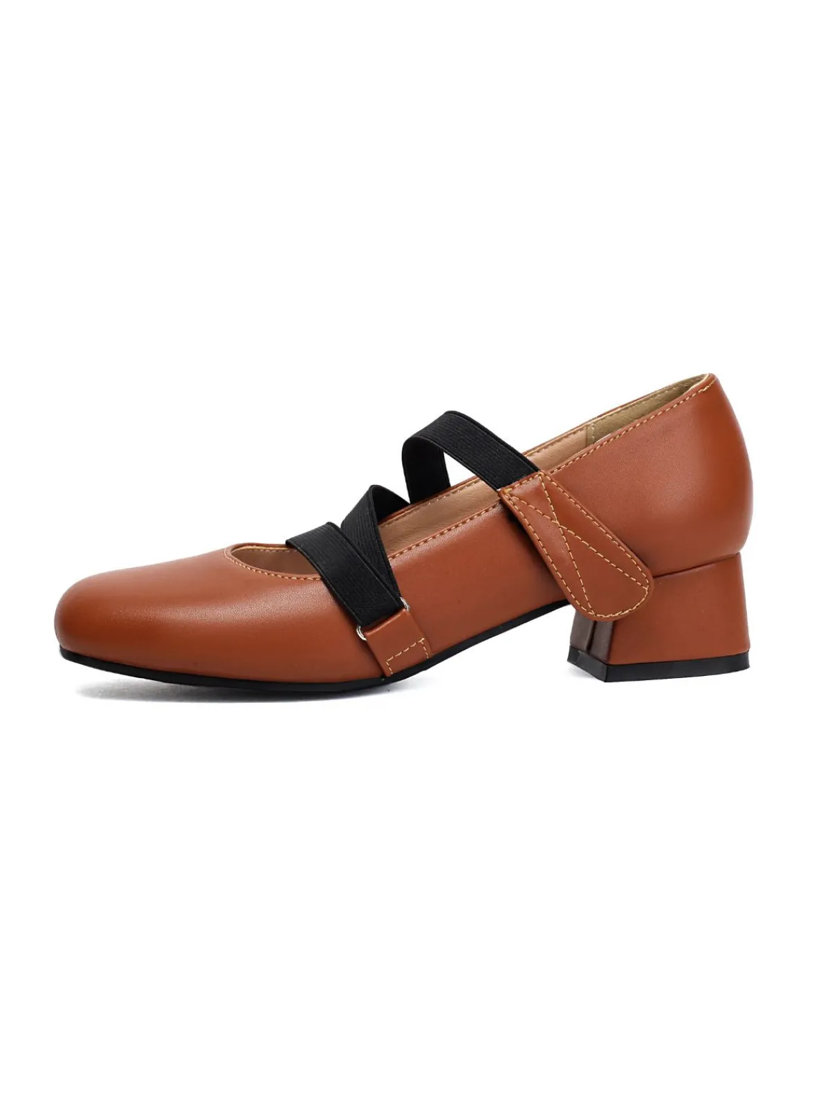 Outlet Retro Stage Ballet-Inspired Bungee Leather Chunky Heel Shoes