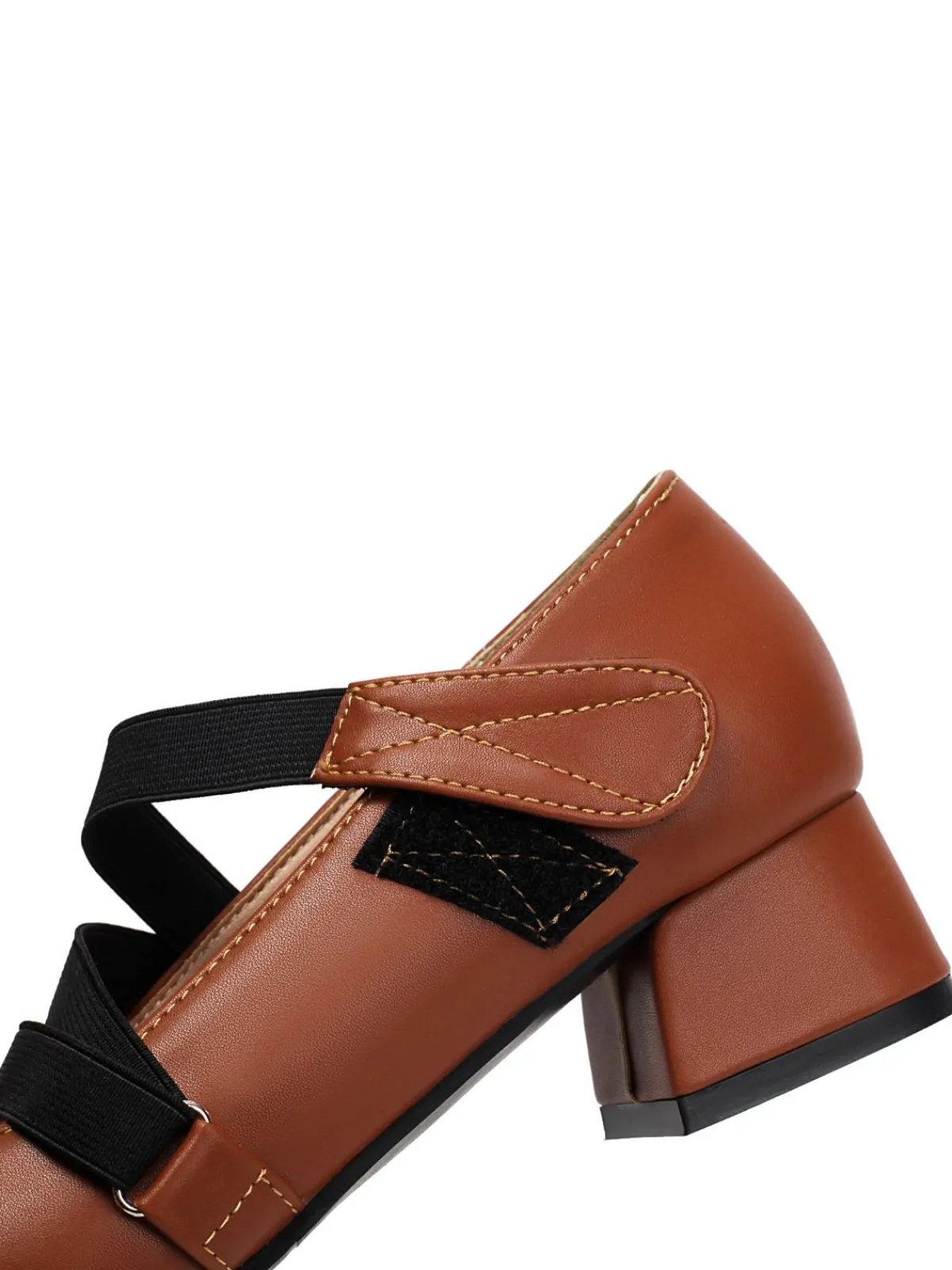 Outlet Retro Stage Ballet-Inspired Bungee Leather Chunky Heel Shoes