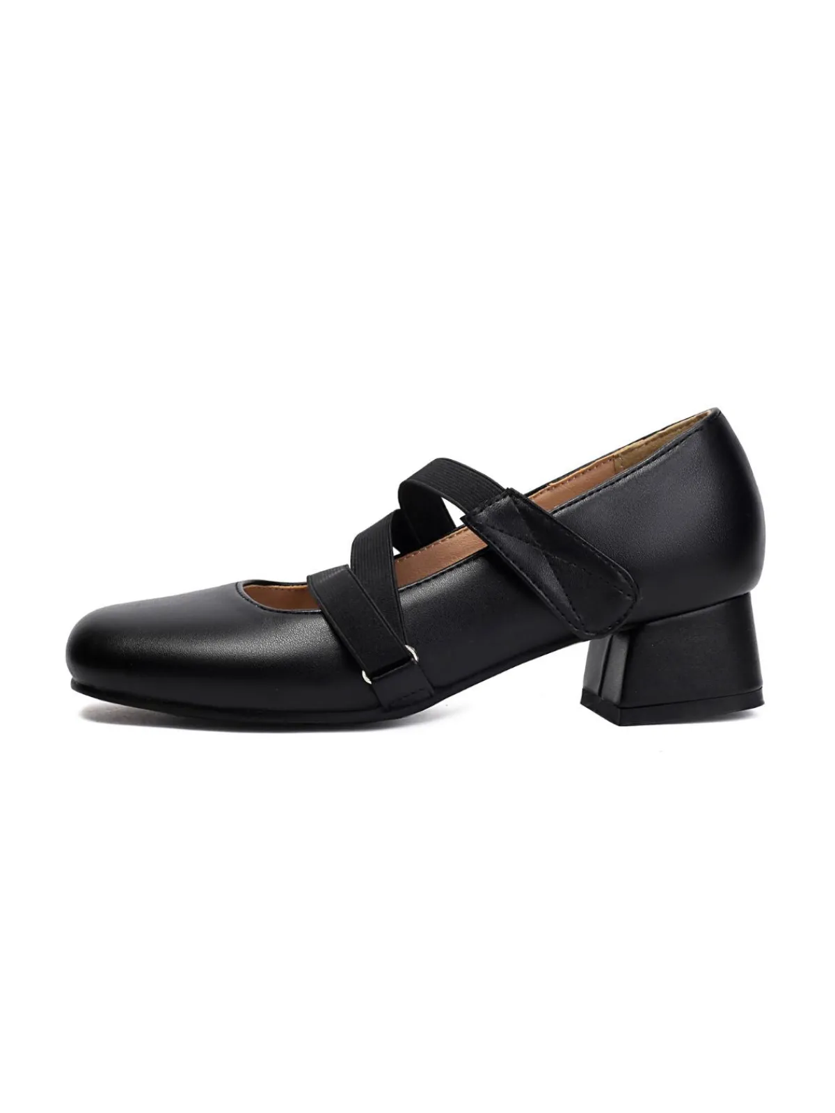 Outlet Retro Stage Ballet-Inspired Bungee Leather Chunky Heel Shoes