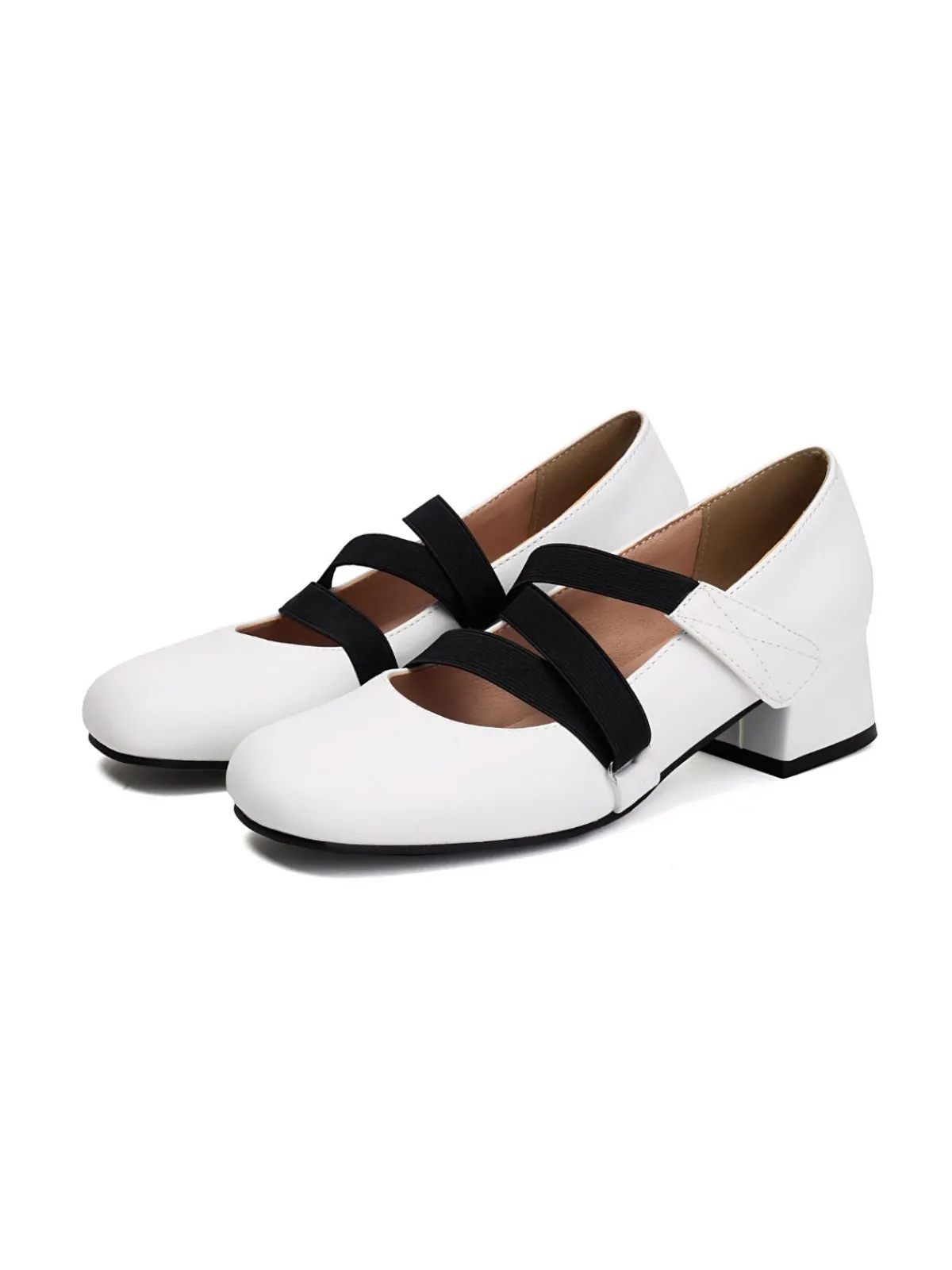 Outlet Retro Stage Ballet-Inspired Bungee Leather Chunky Heel Shoes