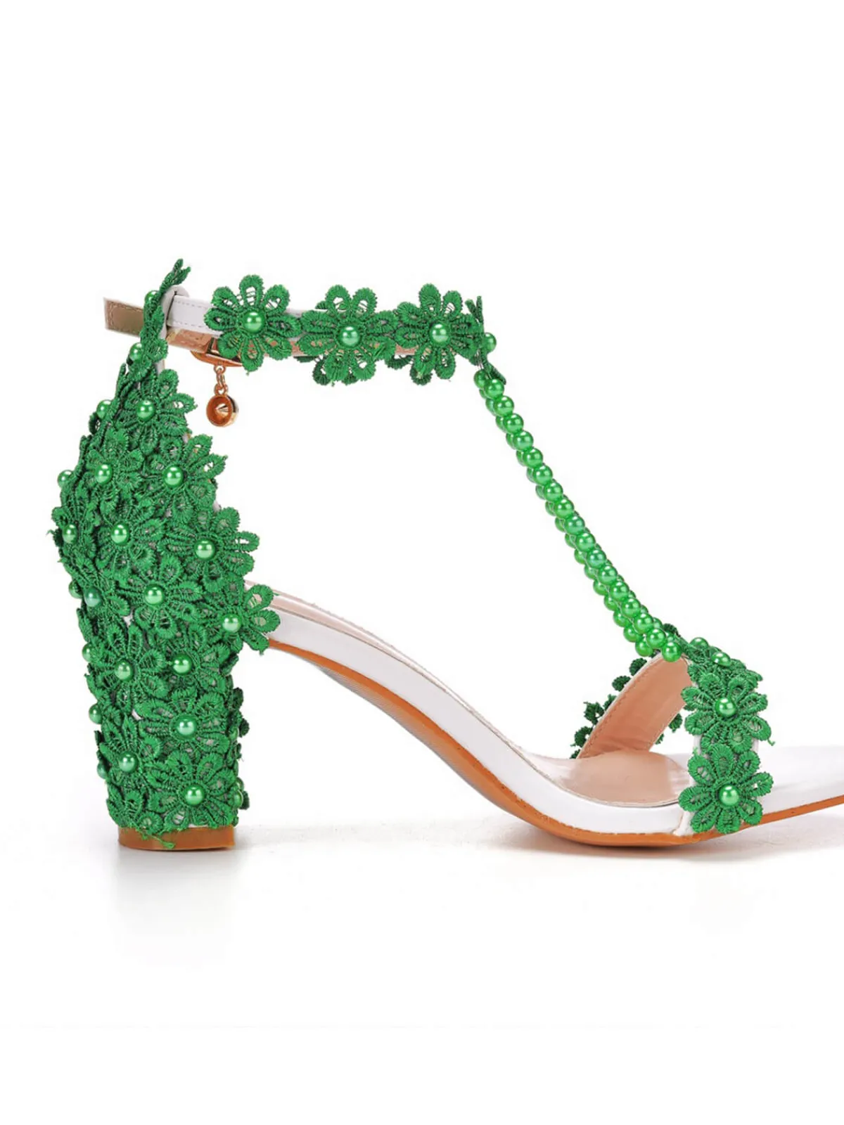 Fashion Retro Stage Beaded Flower Hand Embroidered High Heeled Sandals