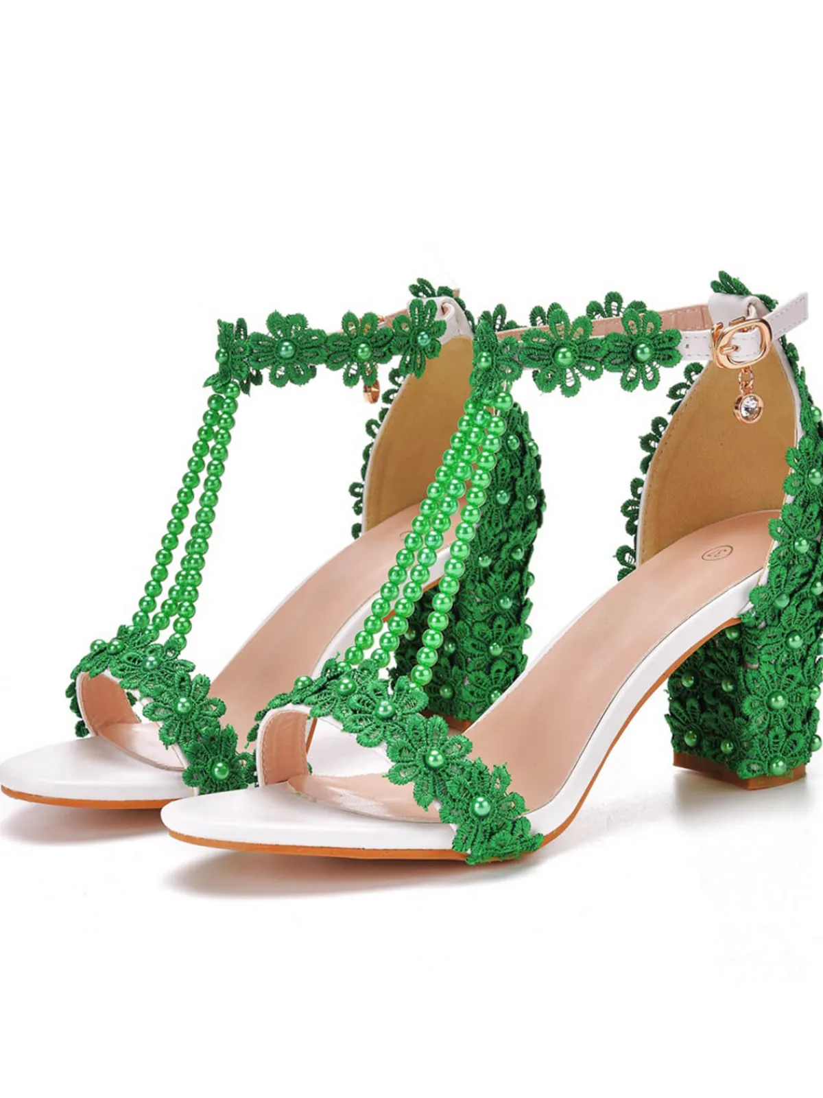 Fashion Retro Stage Beaded Flower Hand Embroidered High Heeled Sandals