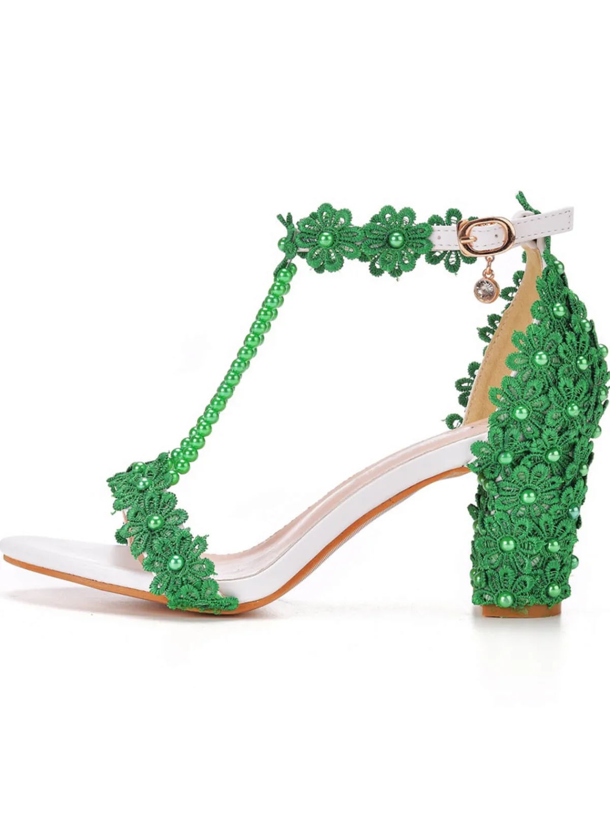 Fashion Retro Stage Beaded Flower Hand Embroidered High Heeled Sandals