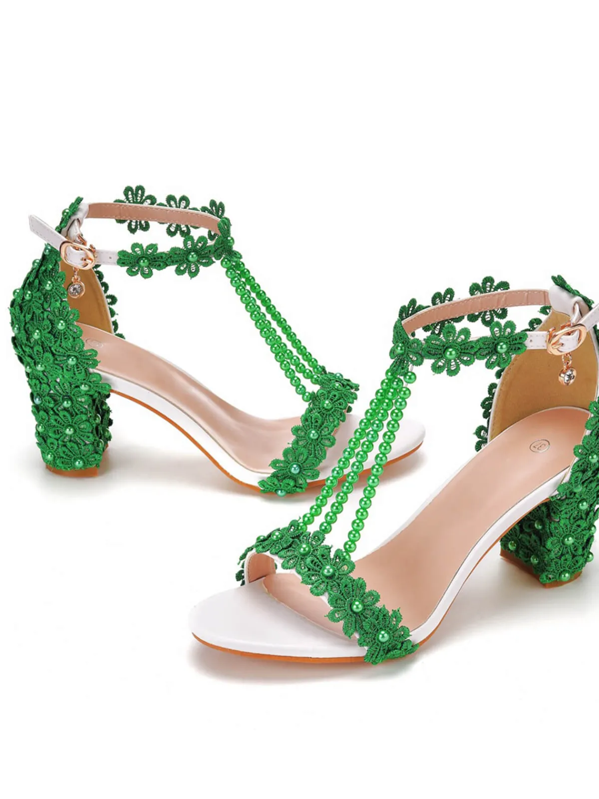 Fashion Retro Stage Beaded Flower Hand Embroidered High Heeled Sandals