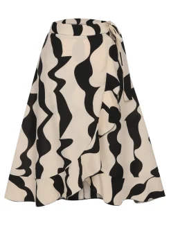 Outlet Retro Stage 1940s Bohemian Irregular Hem Skirt Beige