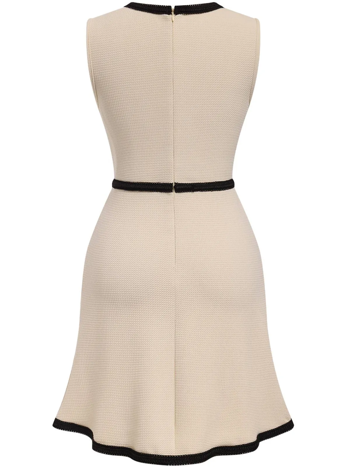 Outlet Retro Stage 1970s Contrast Binding Sleeveless Dress Beige