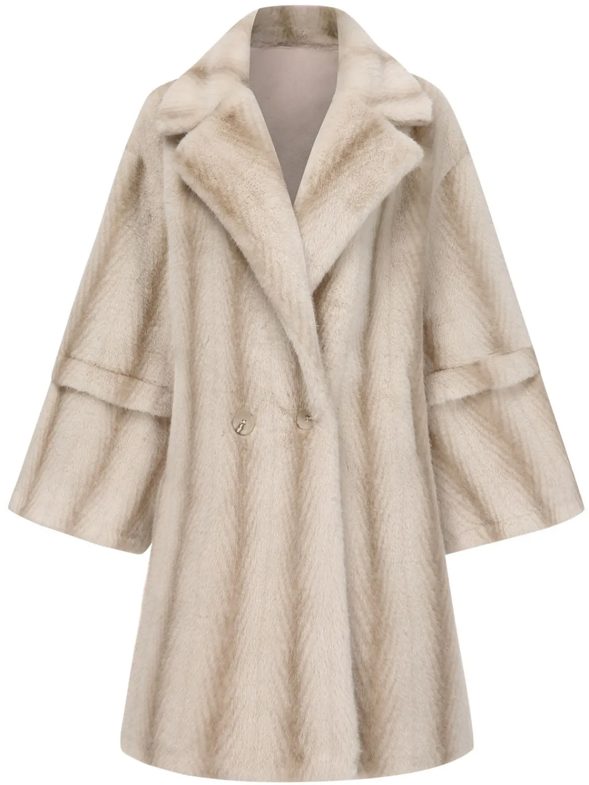 Fashion Retro Stage Beige 1950s Faux Fur Lapel Plush Coat