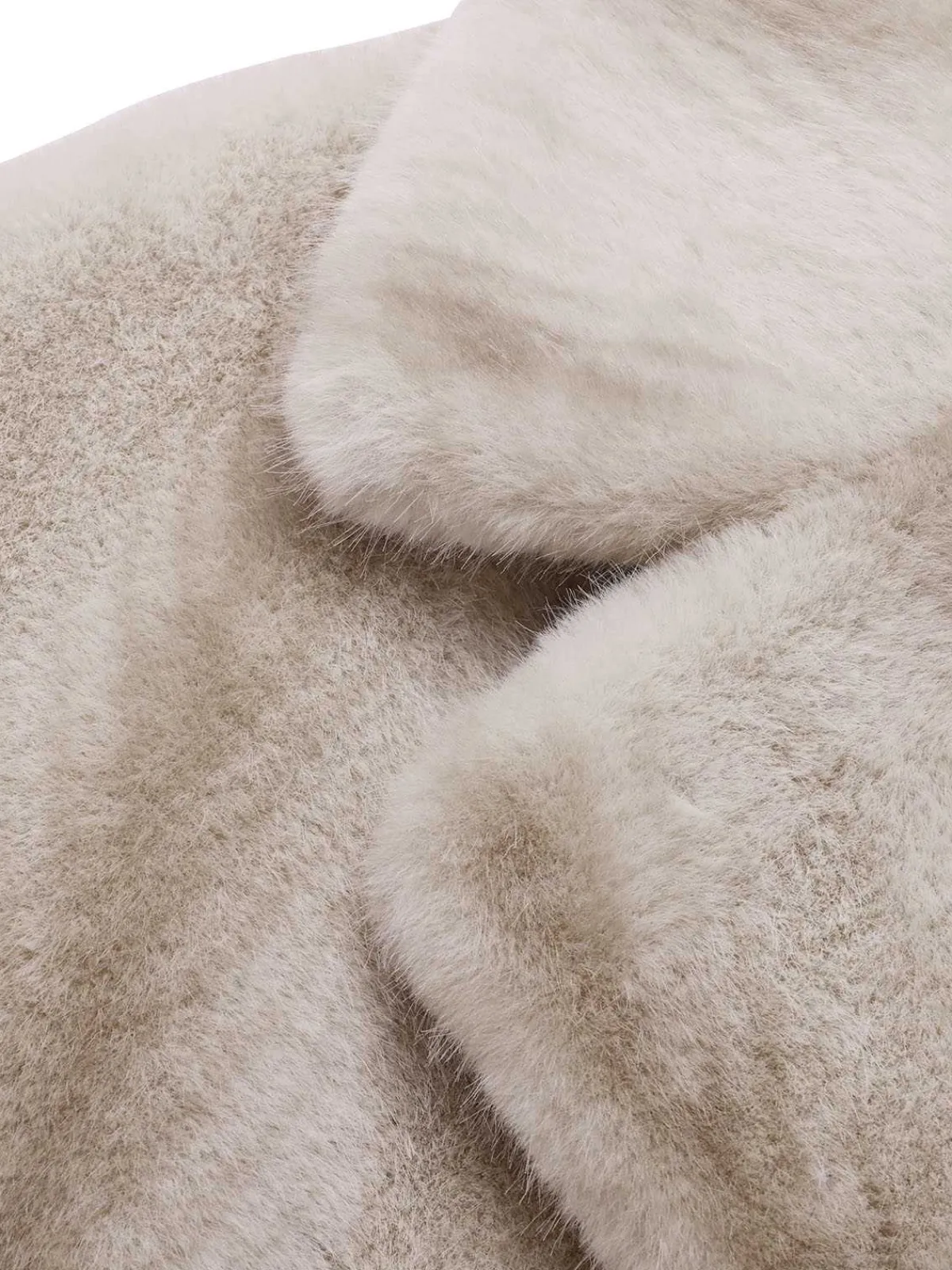Fashion Retro Stage Beige 1950s Faux Fur Lapel Plush Coat