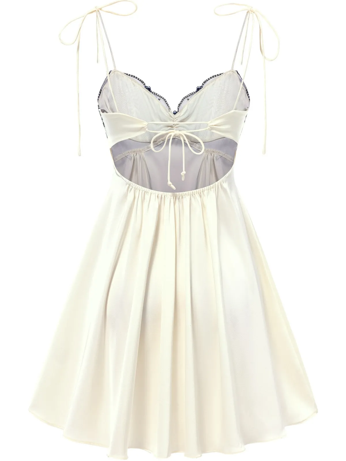 Best Retro Stage 1940s Floral Embroidered Spaghetti Straps Nightgown Beige
