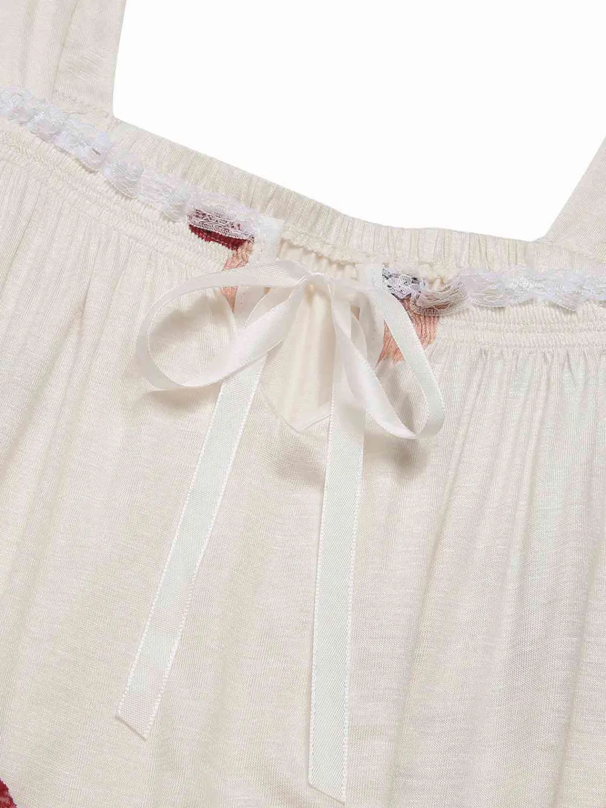 Clearance Retro Stage 1930s Floral Square Collar Ruffles Puff Nightgowns Beige