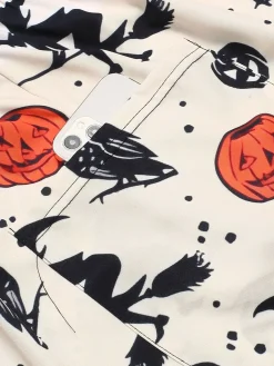 Online Retro Stage 1960s Halloween Pumpkin Pocket Pants Beige