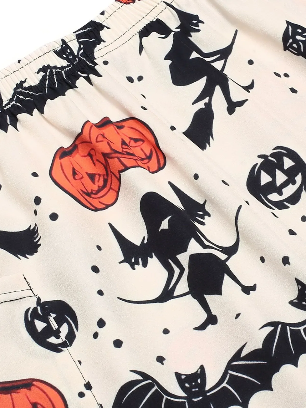 Online Retro Stage 1960s Halloween Pumpkin Pocket Pants Beige