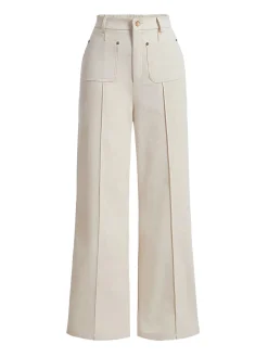Hot Retro Stage 1950s High Waist Pocket Solid Pants Beige