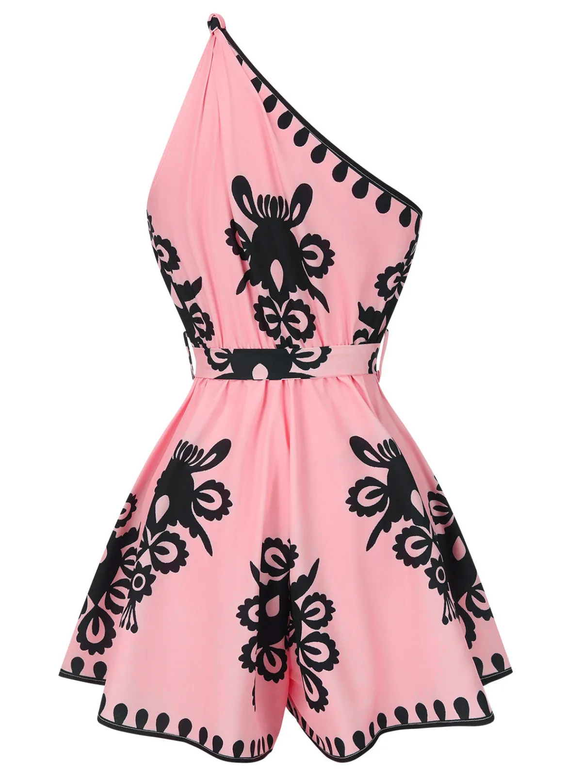 Discount Retro Stage Beige 1940s Oblique Neck Tribal Printed Romper