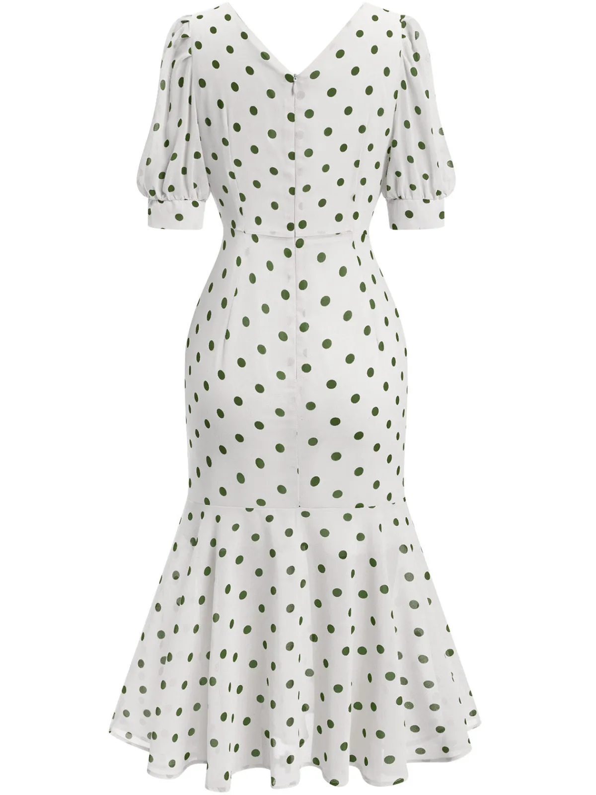 New Retro Stage Beige 1930s Polka Dot Mermaid Dress