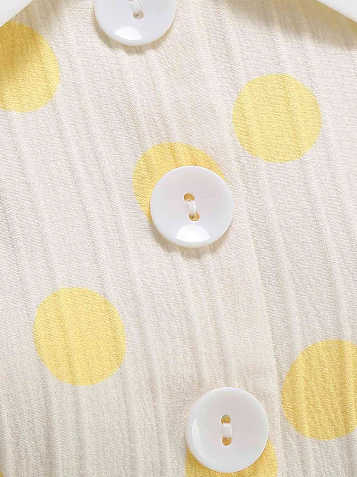 Outlet Retro Stage 1950s Polka Dots Lapel Buttons Dress Beige