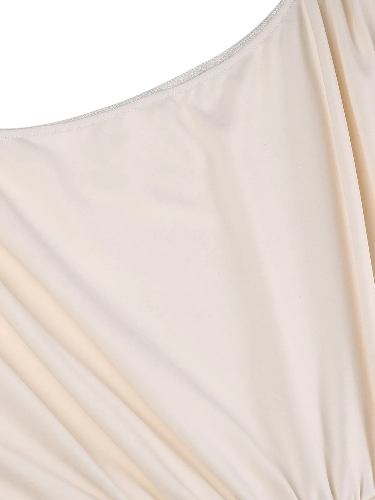 Sale Retro Stage 1930s Solid Plush Cuff Mermaid Dress Beige