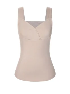 Sale Retro Stage 1940s Solid Sweetheart Knitted Top Beige