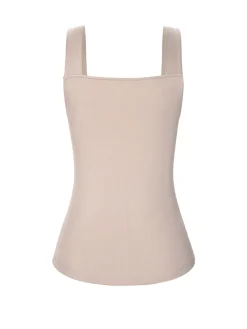 Sale Retro Stage 1940s Solid Sweetheart Knitted Top Beige