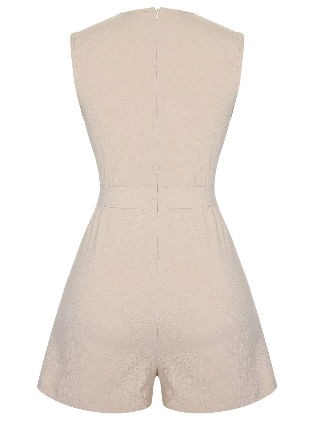 Sale Retro Stage 1950s Solid V-Neck Sleeveless Romper Beige