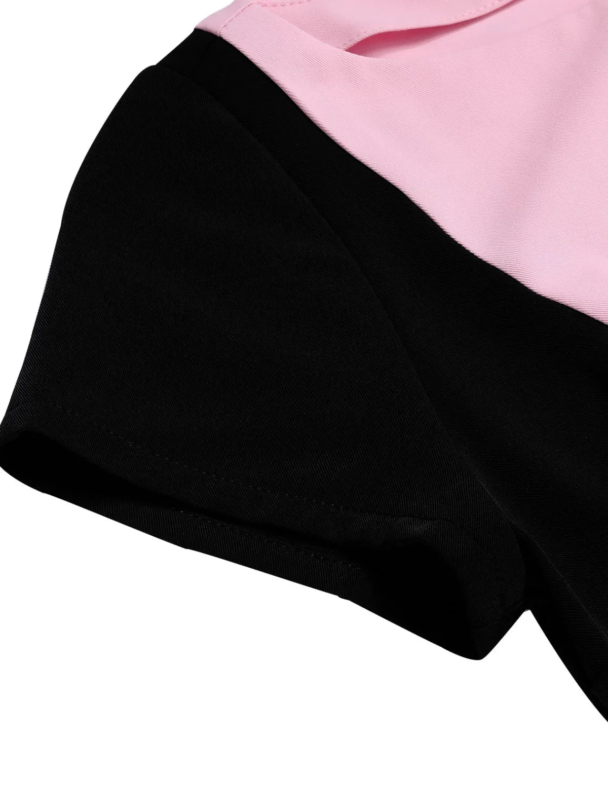 Sale Retro Stage 1960s Boat Neck Contrast Belted Dress Black & Pink