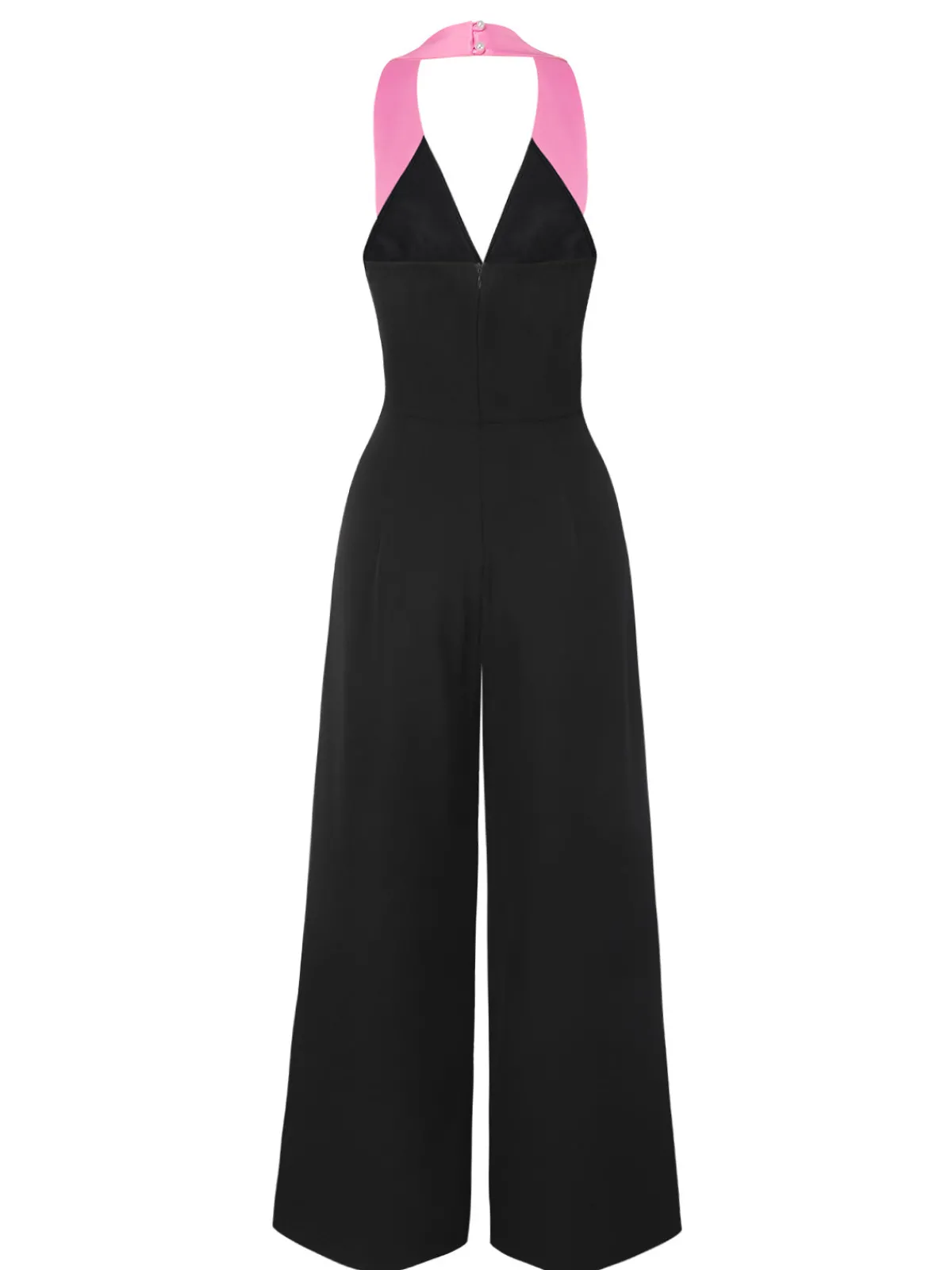Sale Retro Stage & Pink 1930s Bow Lapel Jumpsuit Black