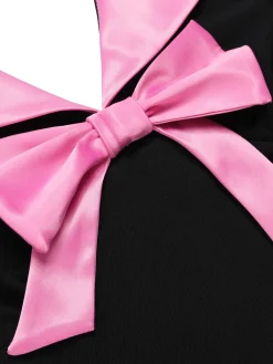 Sale Retro Stage & Pink 1930s Bow Lapel Jumpsuit Black