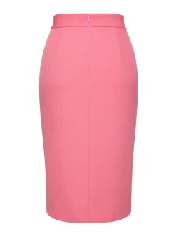 Discount Retro Stage 1960s Buttoned Patchwork Slit Skirt Black & Pink