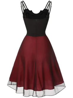 Best Retro Stage & Red 1950s Bat Mesh Dress Black