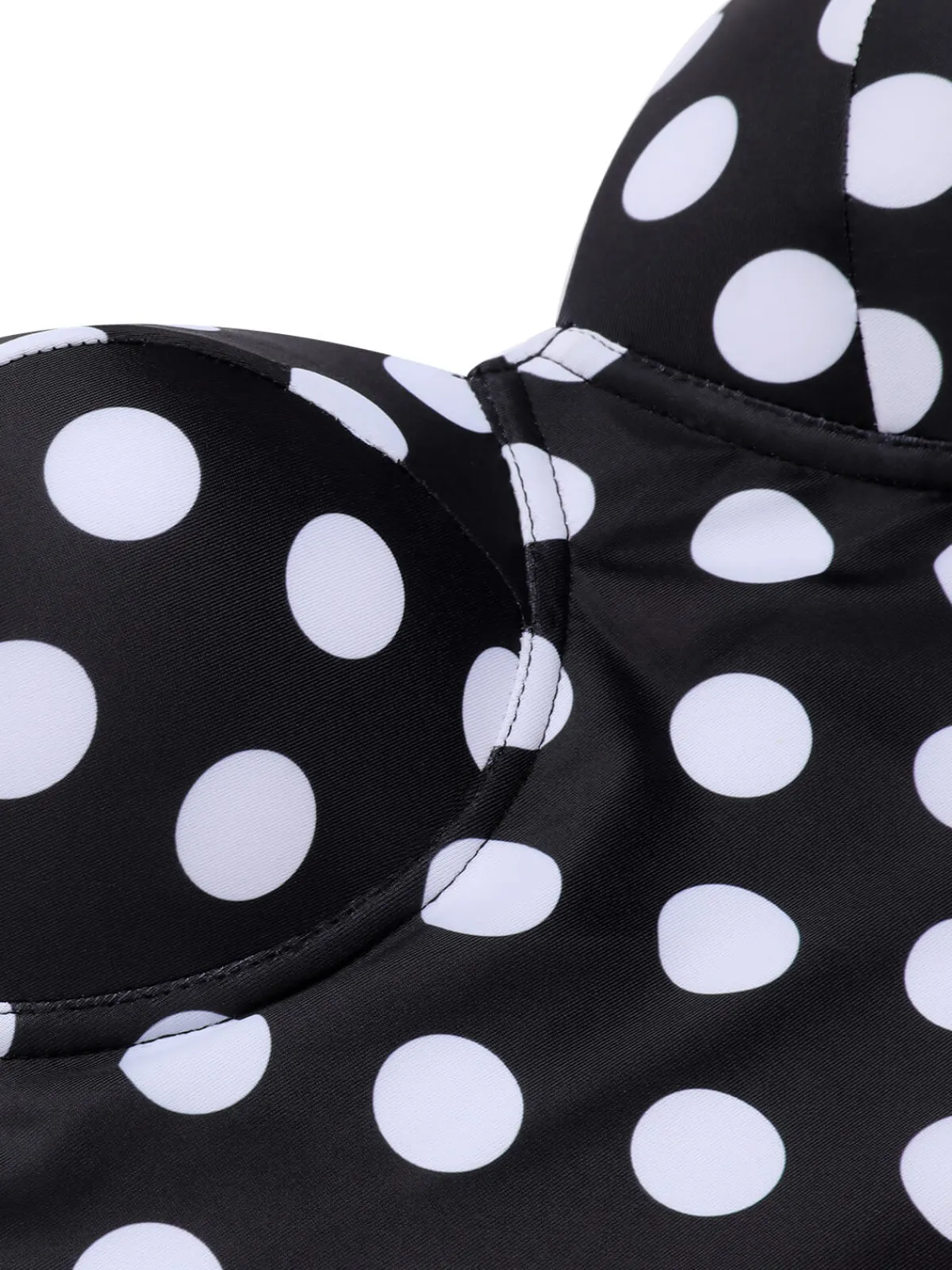 Best Retro Stage 1950s Dots Halter Swimsuit Black & Red