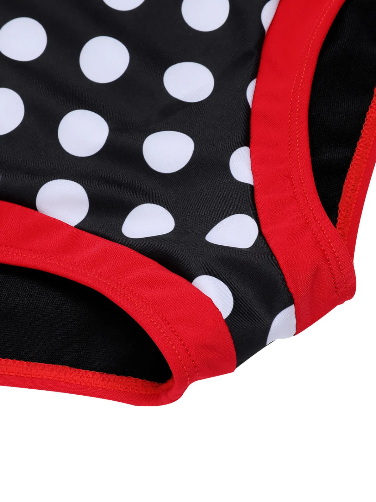 Best Retro Stage 1950s Dots Halter Swimsuit Black & Red