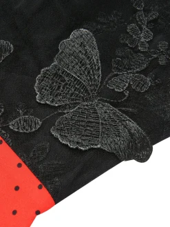 Hot Retro Stage 1930s Polka Dot Patchwork Jumpsuit Black & Red