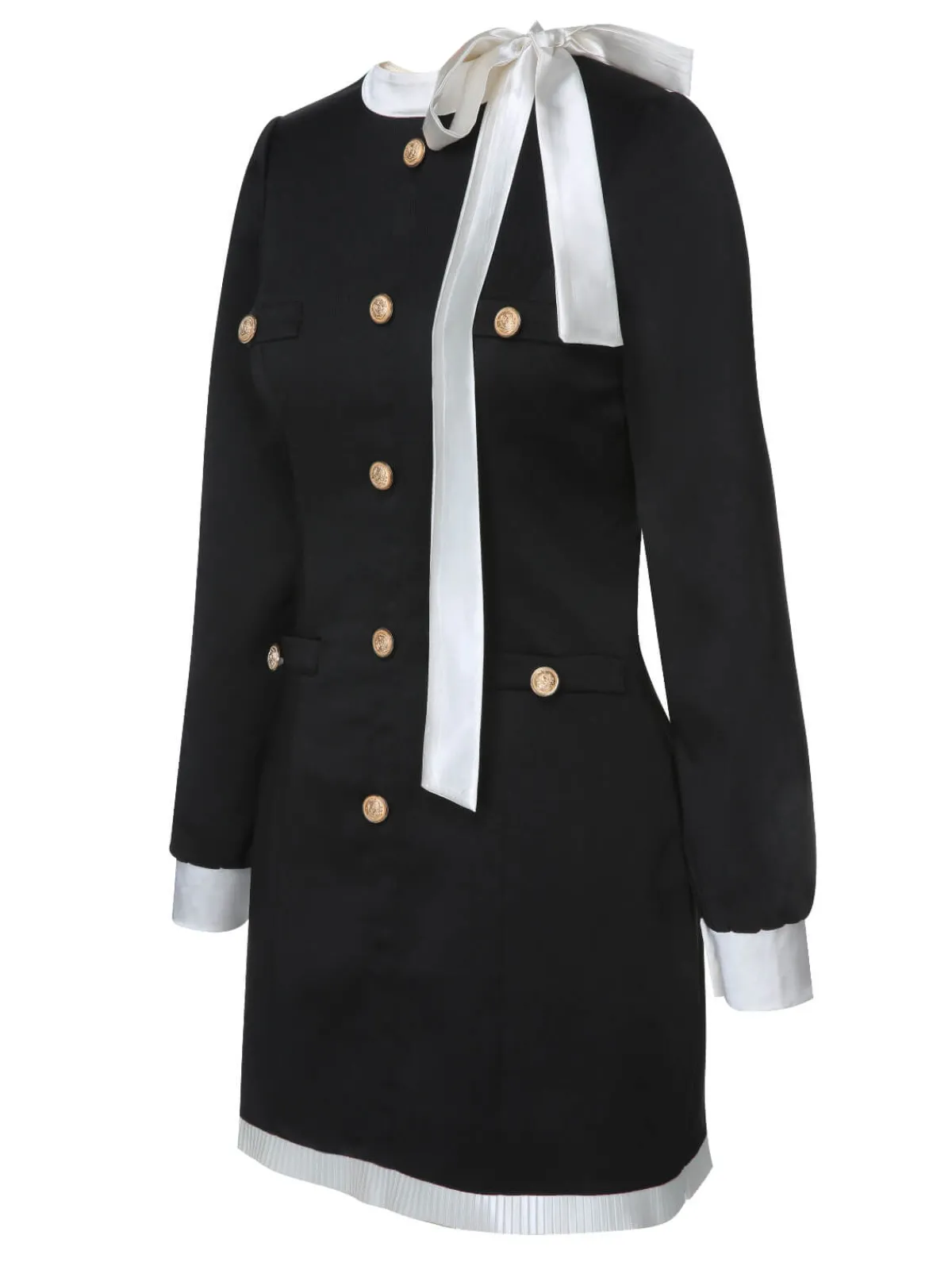 Best Retro Stage 1960s Bow Patchwork Pencil Dress Black & White