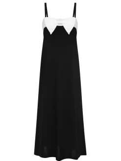 Fashion Retro Stage & White 1930s Bowknot Suspender Sleepwear Black
