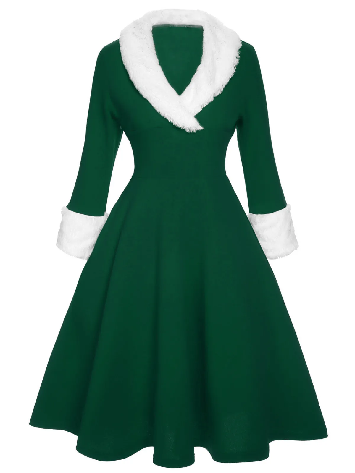 Outlet Retro Stage Black & White 1950s Christmas Lapel Dress