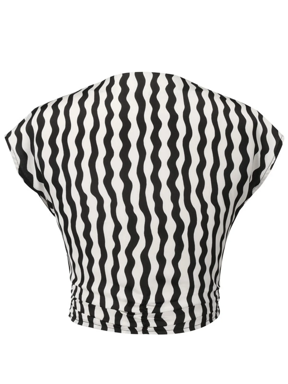 Online Retro Stage 1950s Curve Print Blouse Black & White