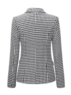 Fashion Retro Stage & White 1950s Double Breasted Houndstooth Blazer Black