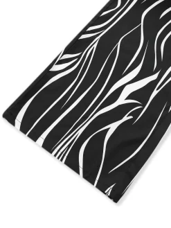 Online Retro Stage & White 1930s Irregular Print Halter Jumpsuit Black