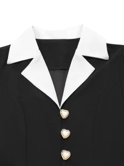 Discount Retro Stage & White 1930s Notched Collar Buttoned Jumpsuit Black