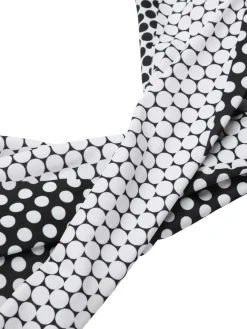 Hot Retro Stage & White 1950s Polka Dot Halter Swimsuit Black