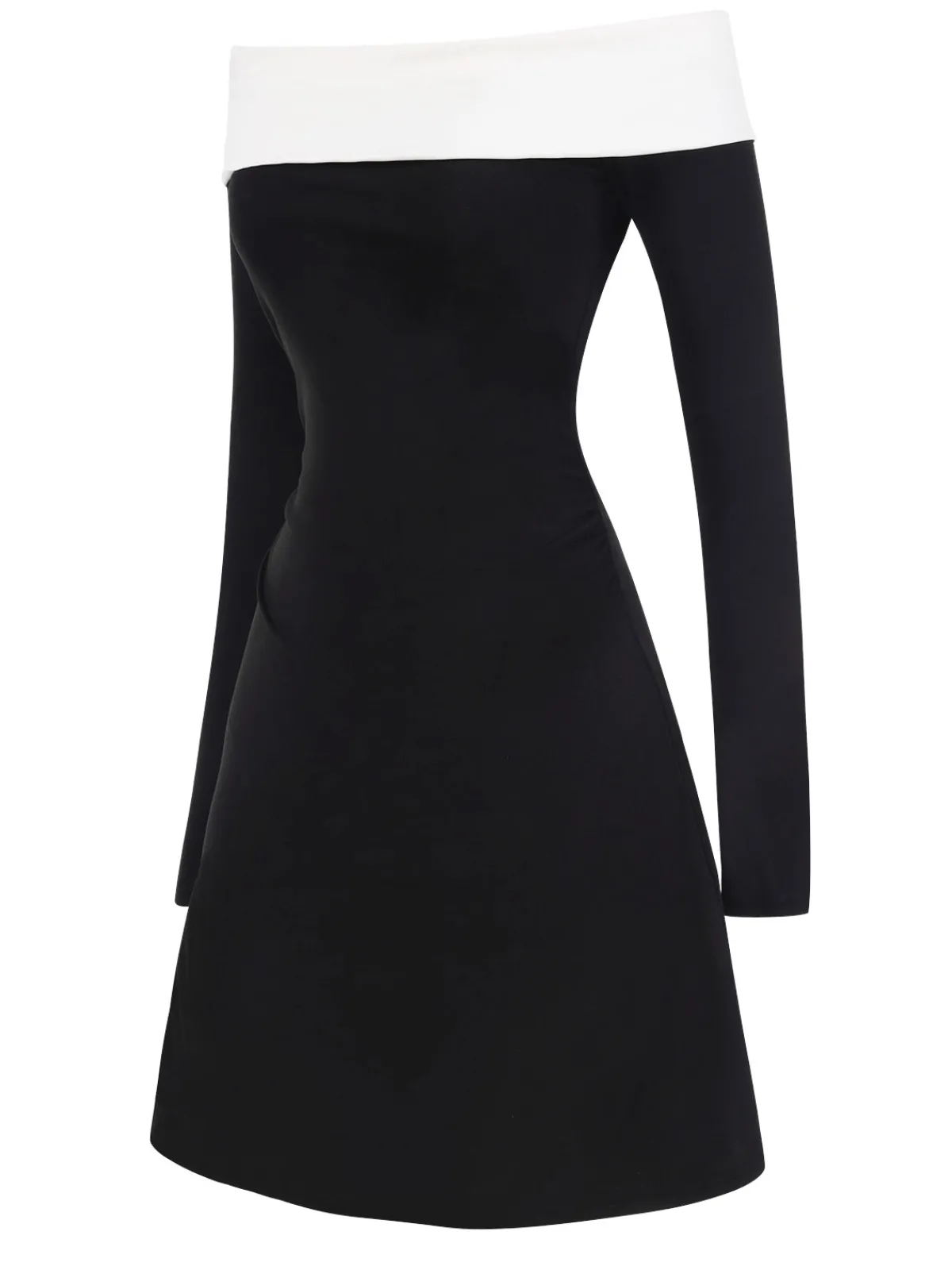 Sale Retro Stage & White 1960s Rolled Off-Shoulder Dress Black